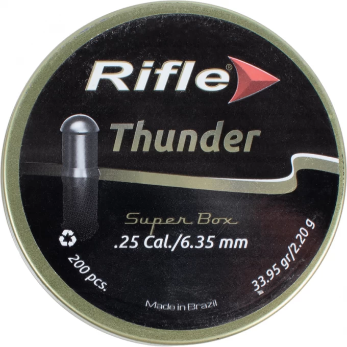 Пуля пневматическая RIFLE FIELD SERIES THUNDER 6,35мм, 2,20гр. (200 шт.) 00232076 Пуля пневматическая RIFLE FIELD SERIES THUNDER 6,35мм, 2,20гр. (200 шт.) 00232076